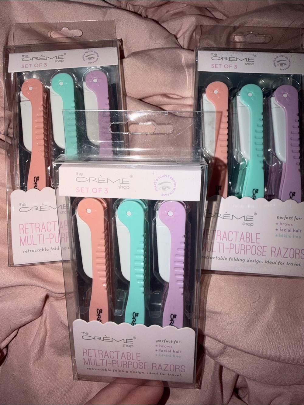 Retractable Multi-Purpose Razors - Pastel Peach, Mint & Lavender (Set of 3)
